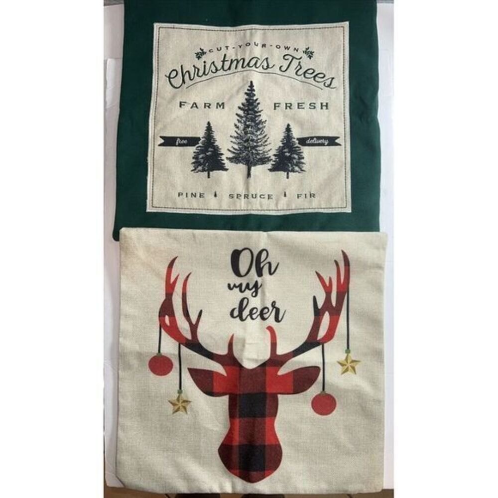 Christmas Pillow Covers X2 (17x17 Inches)- No Stuffing-‎ Farmhouse Country NWOT